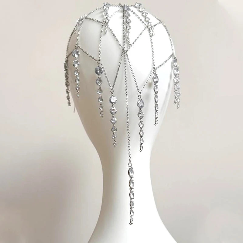 Elegant New Tassel Headband Light Luxury Rhinestone Chain Headwear For Bride Hair Accessories Fine Romantic Girls Party Jewelry