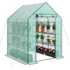 Portable PE Cover Greenhouse with Anchors and Ropes Indoor Outdoor-3 Tier 8 Wired Shelves Plant Gardening Hot House