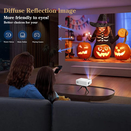 ZRZTM HD 4K video Projector Portable Mini 1080P projecter with HDMI USB Wireless for TV/home theater/gifts/outdoor watch movie