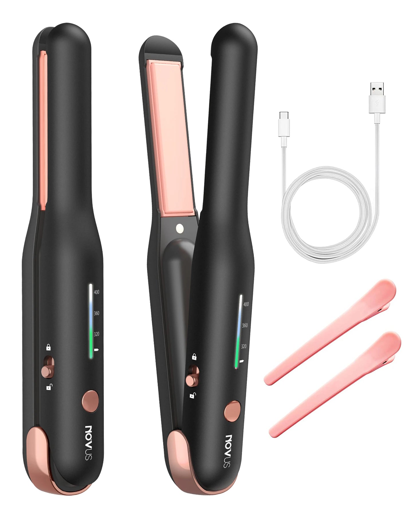 Cordless Hair Straightener, for Fine Soft Hair/Short Hair, Portable Ceramic Hair Straightener and Curler 2 in 1 for Travel