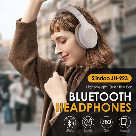 Siindoo JH-923 Wireless Headphones Over Ear,Foldable Bluetooth Headsets,3EQ Sound Modes, Hi-Res Audio with Mic Deep Bass Khaki