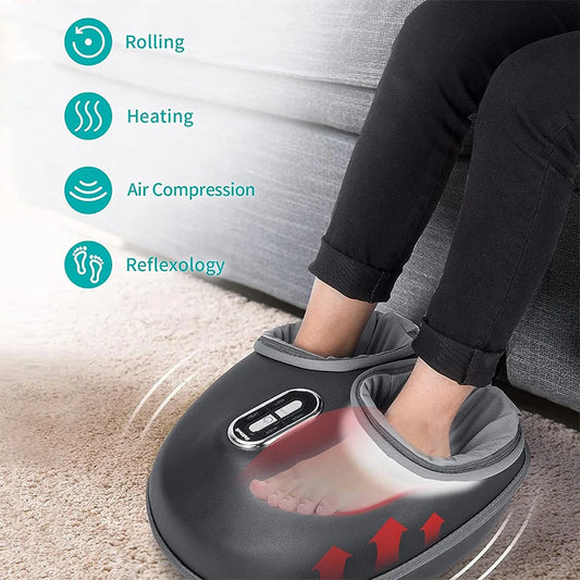 Nekteck Foot Massager Heating Therapy Air Compression Shiatsu Knead Roller Muscle Relaxation Electric Foot Massage Machine