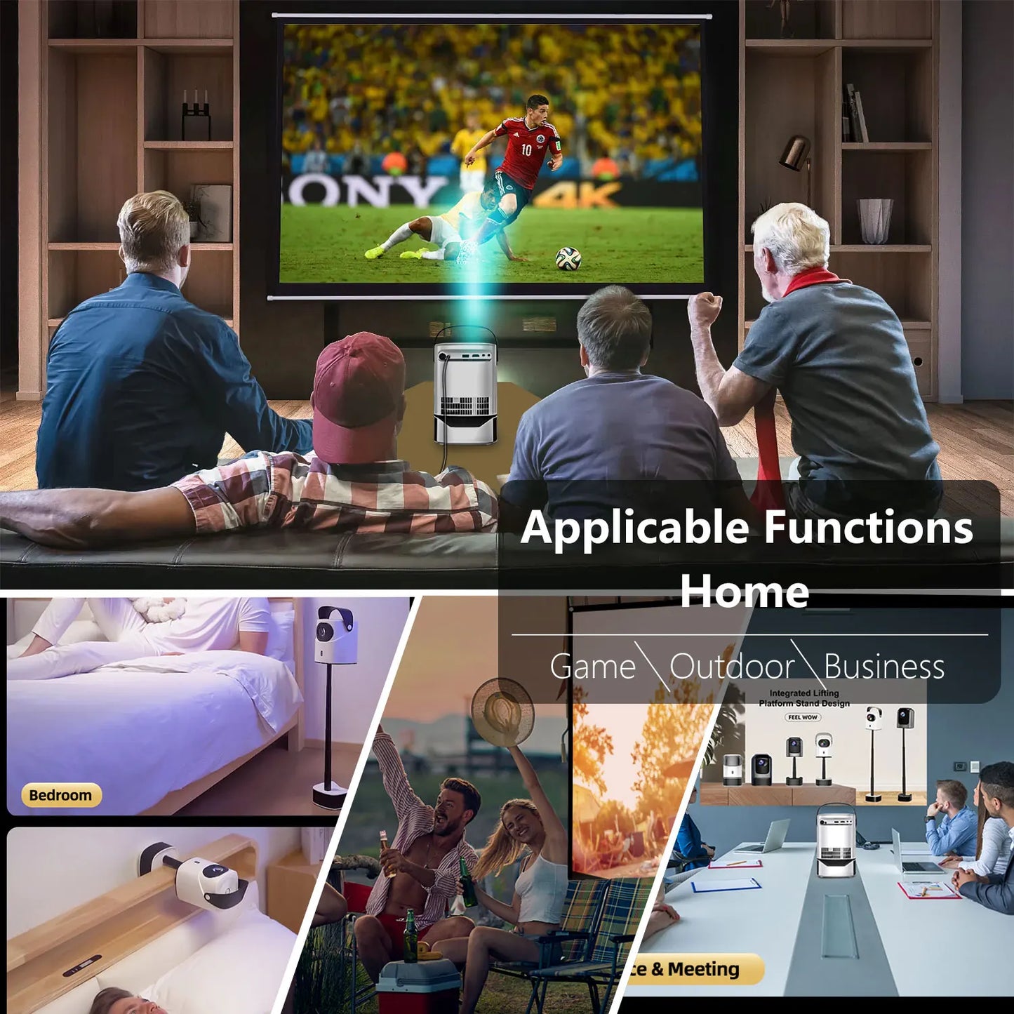 TS-2 home theater wifi projector 240 ANSI portable wifi 4K LCD projector with stand HI352 processor Full HD cinema proyector