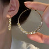 Cute Female White Zircon Stone Hoop Earrings Fashion Female Gold Color Wedding Jewelry for Women