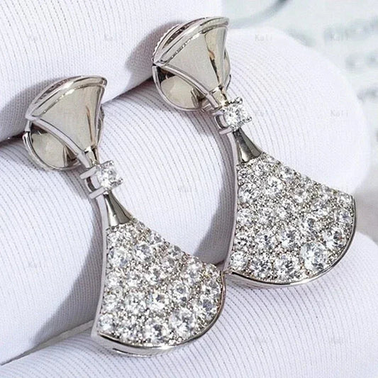 S925 Sterling Silver Earrings with High-Quality Diamonds – Princess-Style, Luxury Women's Jewelry