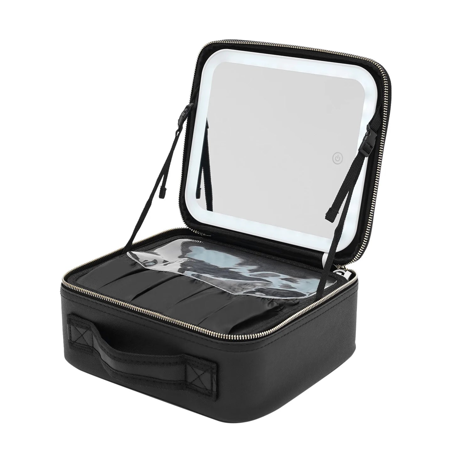 Professional LED Makeup Train Case with 3-Color Lighting 23.5" Mirror & Waterproof Cosmetic Organizer 76 Beads 2000mAh Battery