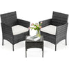 Furniture Set 3 Pieces, Outdoor Wicker Furniture with Coffee Table, Modern Rattan Patio Chairs Conversation Sets with Sofa