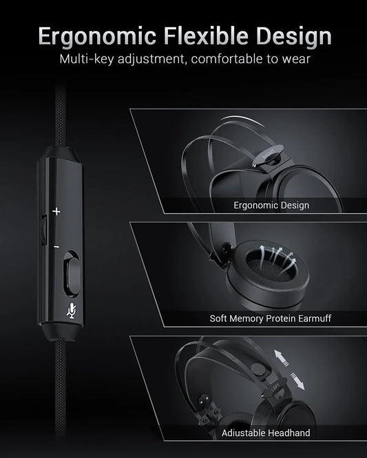 NUBWO N7 Stereo Gaming Headsets with Noise Canceling Mic for Xbox PS5 PS4 PC Adaptive Headband Easy Control Earphone