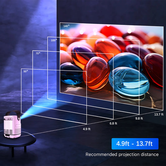 Portable Android Native 1080p Projector Support 4K 180°Adjustable Stand Wall Mount Design Wifi Bluetooth HDMI,USB,PC Model:TZ2