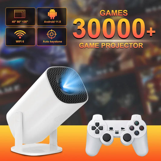 Salange P30 Max Projector 4K HD 1080P Bluetooth Android 11 Proyector With 2 Wireless Game Controllers Built-in 3000 Games