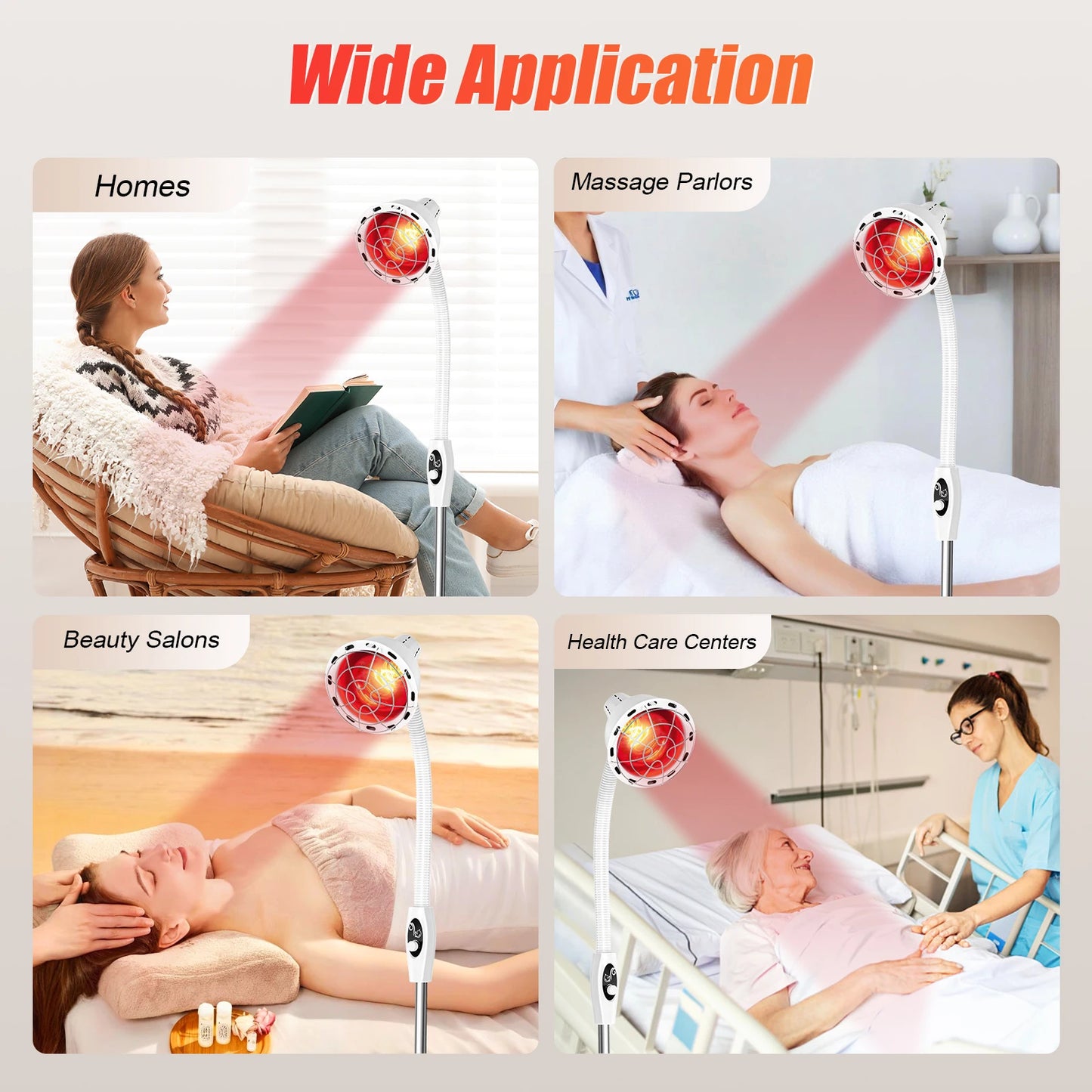 275W Adjustable Infrared Heat Lamp for Muscle&Joint Pain Relief, 360° Rotatable Infrared Therapeutic Light, 0-115℃ Temp Control