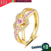 Pink Love Zircon Ring Women's Fashion Trend Simple 100 Women's Jewelry