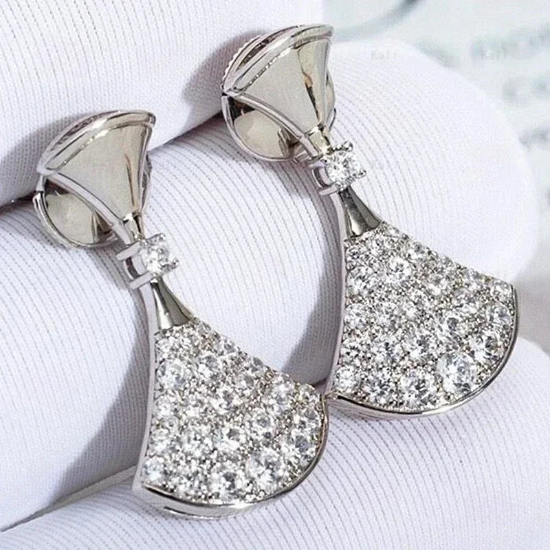 S925 Sterling Silver Earrings with High-Quality Diamonds – Princess-Style, Luxury Women's Jewelry
