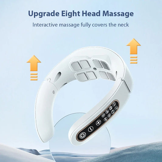 Neck Physical Therapy Massager 15 Gears 6 Modes Cervical Therapy Massage Stimulator USB Charging Vibration Pulse for Home Office