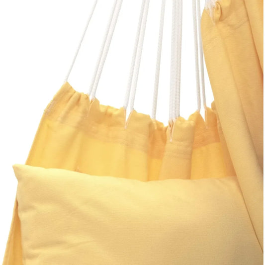 Deluxe Polyester Hammock Chair with Plush Cushions – Strong Polyester Ropes, Coated Spreader Bar, Built-in Pockets