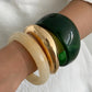 New Vintage Punk Green Beige Thick Resin Acrylic Bangle Geometric Irregular Wide Cuff Bangle Bracelet For Women Pulseras Jewelry