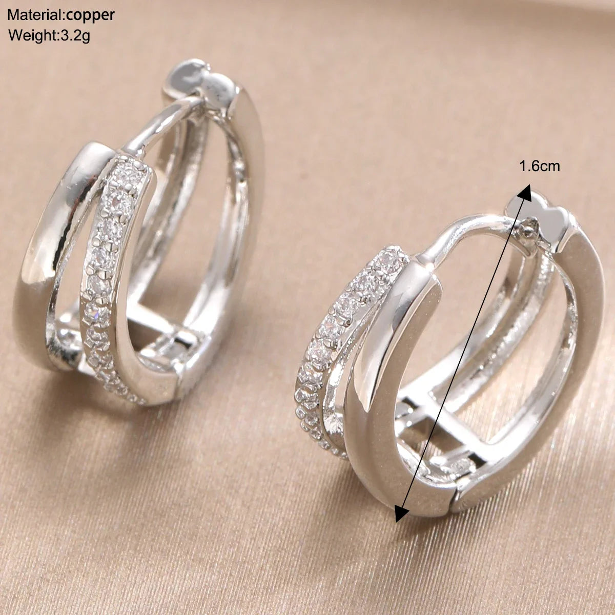 Fashion Gold Color Zircon Hoop Earrings for Women Boho Retro Geometric Statement Copper Metal Earrings Trendy Jewelry Gifts 2024