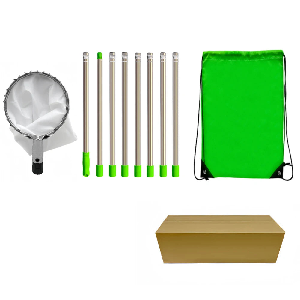Fruit Picker Pole with Storage Bag Stainless Steel Apple Picker Pole Fruits Catcher Tree Picker Tree Picker Farm Garden Supplies