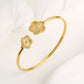Hot Sale Simple Shell Five-Leaf Flower Stainless Steel Open Bangle Fashion For Woman Non Fading Clover Jewelry Party Gift Female