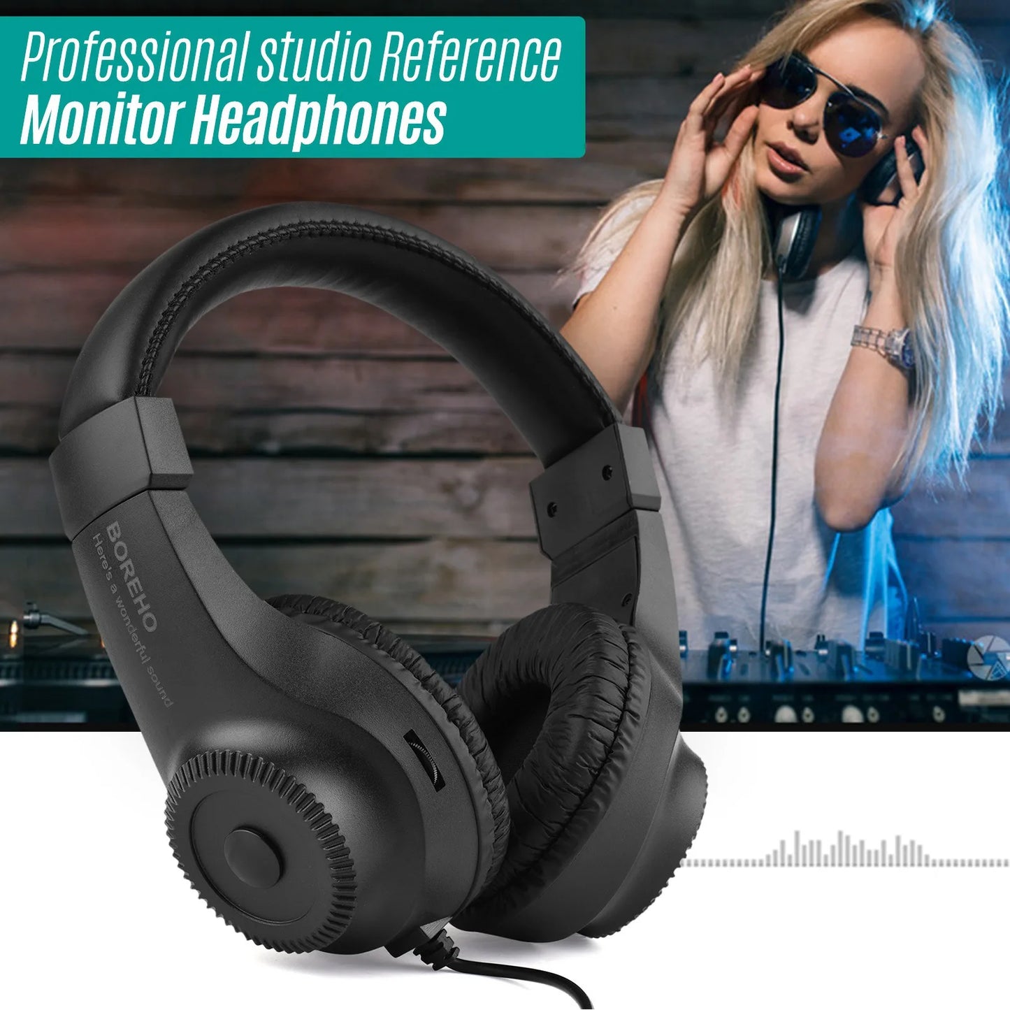 Wired Headset Self Adjusting Headband 6.5mm Single Jack Stereo Monitoring Headphone for Electronic Musical Instruments Electric