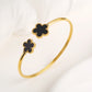 Hot Sale Simple Shell Five-Leaf Flower Stainless Steel Open Bangle Fashion For Woman Non Fading Clover Jewelry Party Gift Female