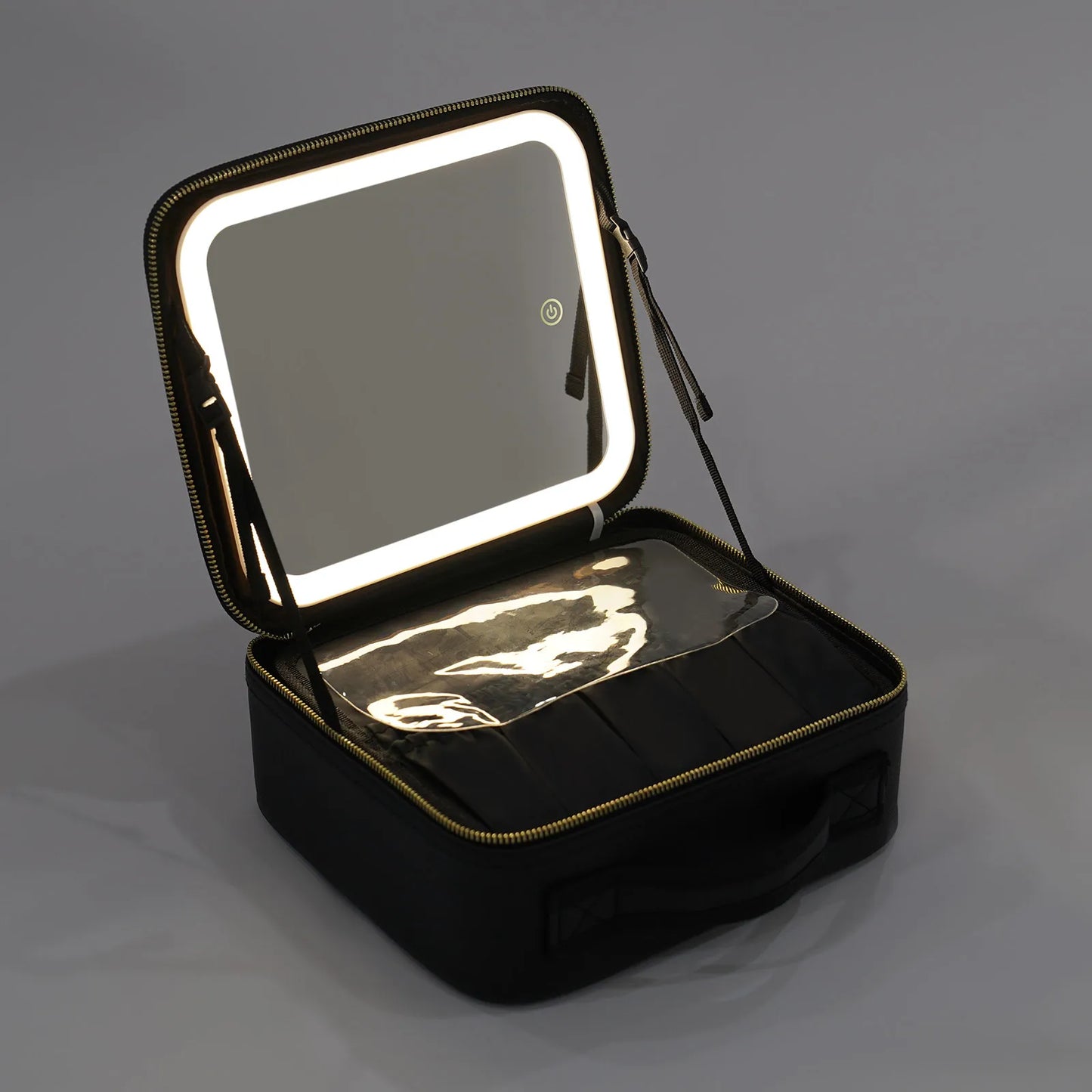 Professional LED Makeup Train Case with 3-Color Lighting 23.5" Mirror & Waterproof Cosmetic Organizer 76 Beads 2000mAh Battery