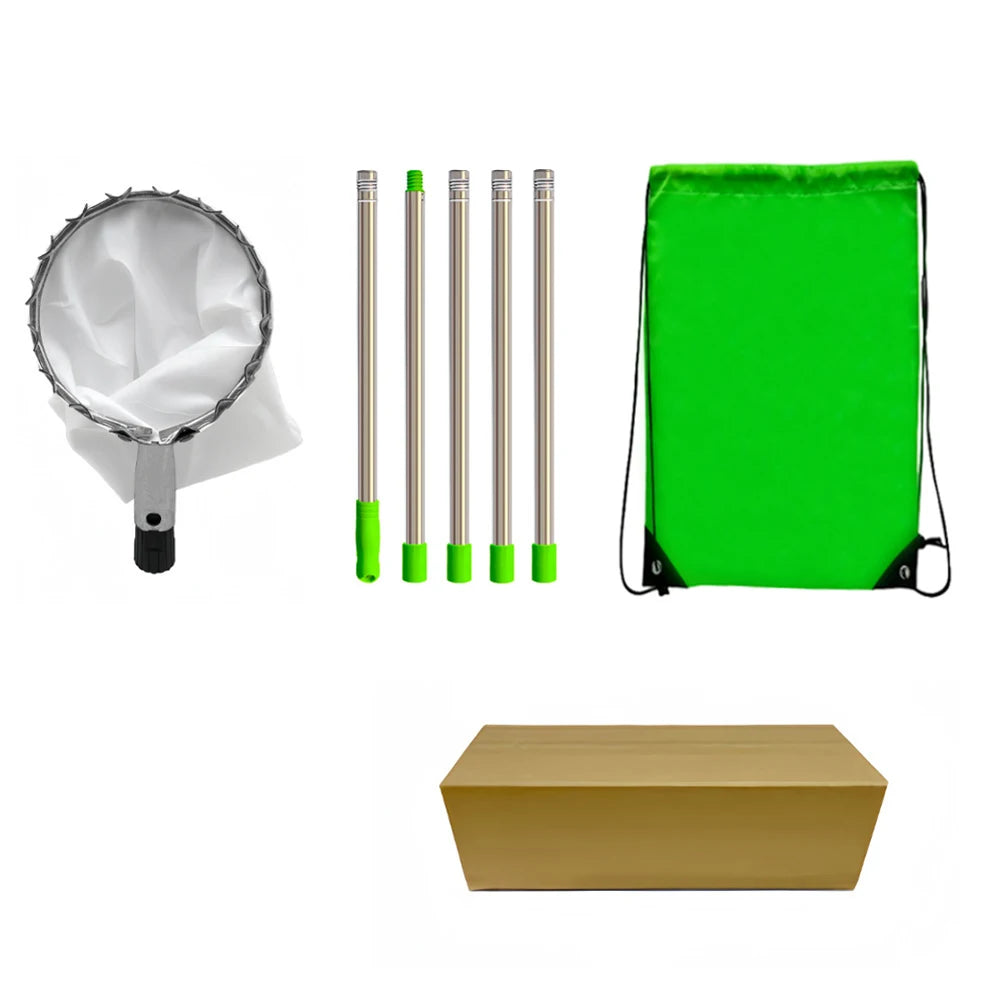 Fruit Picker Pole with Storage Bag Stainless Steel Apple Picker Pole Fruits Catcher Tree Picker Tree Picker Farm Garden Supplies