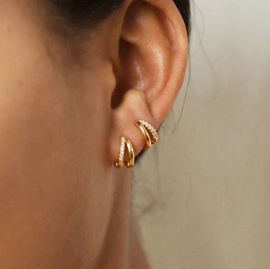 Fashion Gold Color Zircon Hoop Earrings for Women Boho Retro Geometric Statement Copper Metal Earrings Trendy Jewelry Gifts 2024