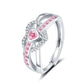 Pink Love Zircon Ring Women's Fashion Trend Simple 100 Women's Jewelry