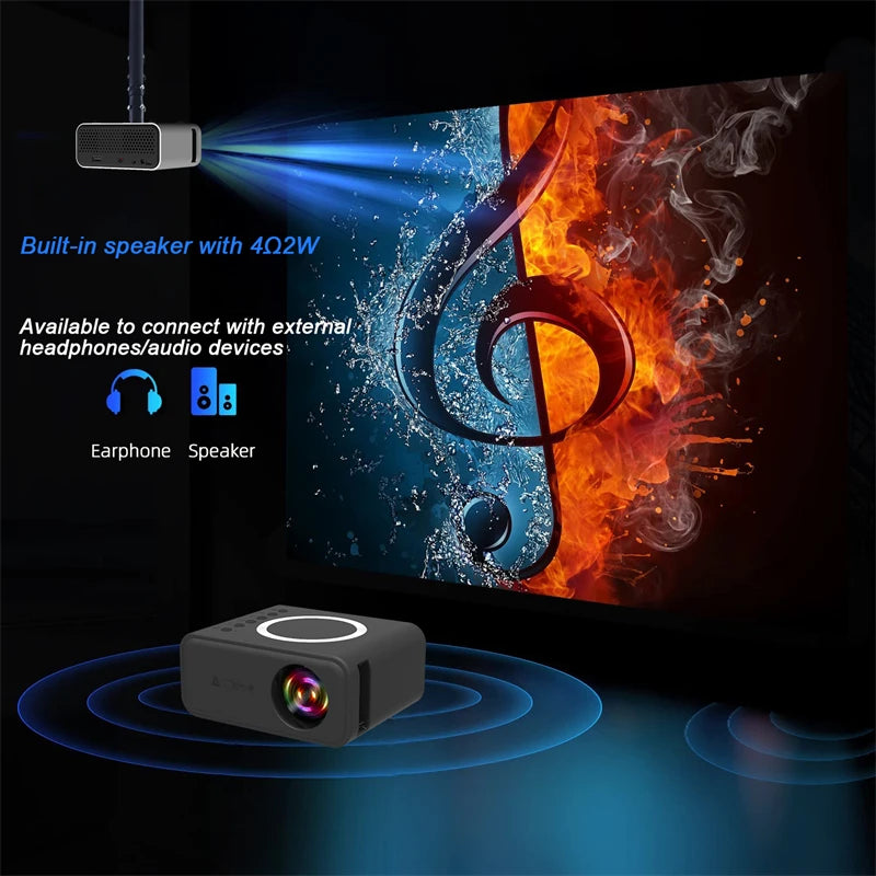 Halloween Gift New YT300 Entertainment Portable Projector 320*240P Wire&Wireless Screen Mirroring Home Gadgets Mini Projector