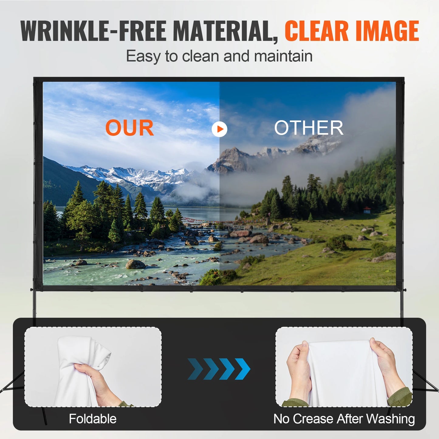 SucceBuy Projector Screen with Stand 100 120 150 inch 16:9 4K 1080 HD Portable Projection Screen for Home Office Theater Cinema