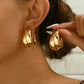 Stainless Steel Golden Double-Layer Hollow Flower Hoop Earring for Women Vintage Flower Earrings for Daily Wear Jewelry Gifts