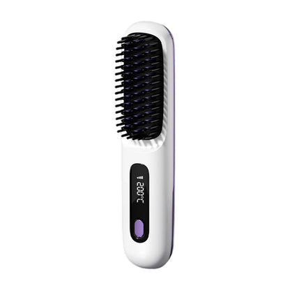 Cordless Travel Hair Straightener Rechargeable Heat Brush Portable Straightening Comb for Less Frizz Shinier & Smoother Hair