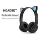 Wireless Headphones Cat Ear Bluetooth-Compatible Helmets Glow Light Over-Ear Headsets Cute Sports Headphones for Kids and Adult