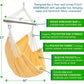 Deluxe Polyester Hammock Chair with Plush Cushions – Strong Polyester Ropes, Coated Spreader Bar, Built-in Pockets