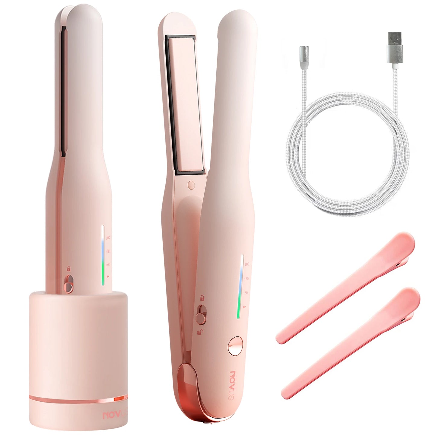 Cordless Hair Straightener, for Fine Soft Hair/Short Hair, Portable Ceramic Hair Straightener and Curler 2 in 1 for Travel