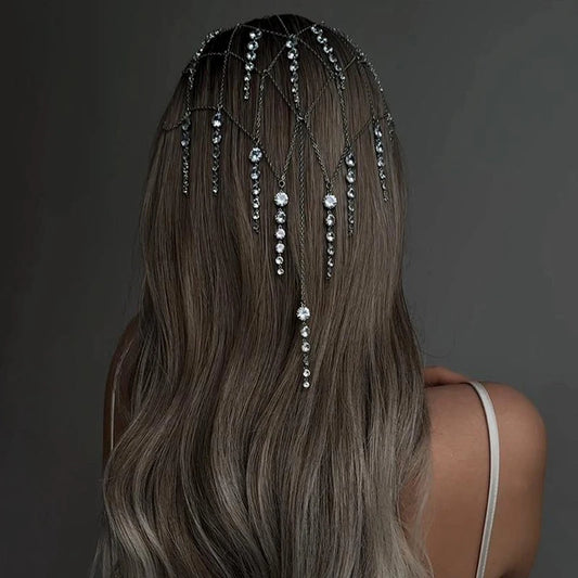 Elegant New Tassel Headband Light Luxury Rhinestone Chain Headwear For Bride Hair Accessories Fine Romantic Girls Party Jewelry