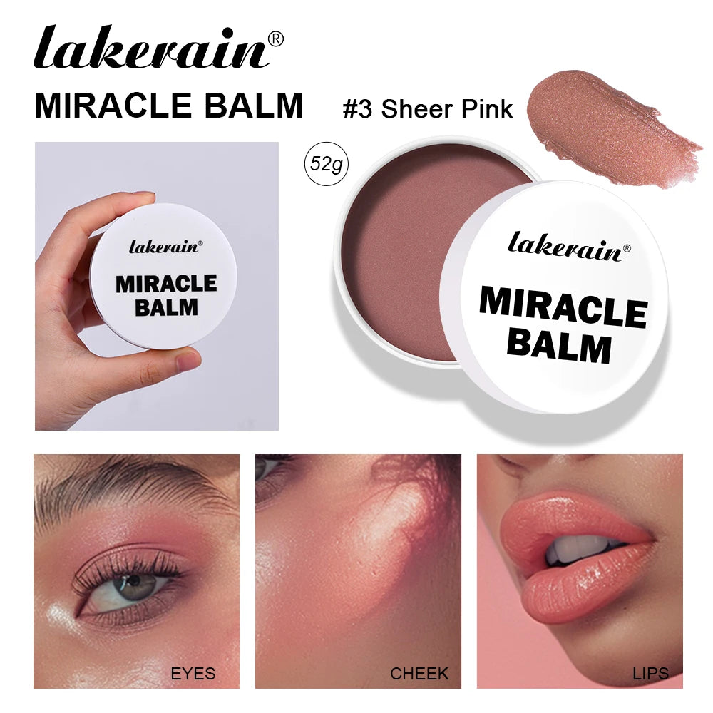 Blush Eyeshadow Lipstick 3-in-1 Powder Makeup Long Lasting Color Blush Girlish Natural Finish