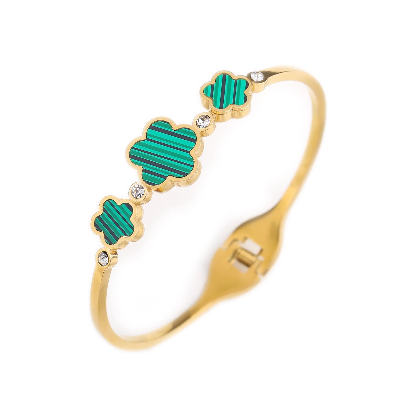 Hot Sale Simple Shell Five-Leaf Flower Stainless Steel Open Bangle Fashion For Woman Non Fading Clover Jewelry Party Gift Female