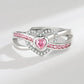 Pink Love Zircon Ring Women's Fashion Trend Simple 100 Women's Jewelry
