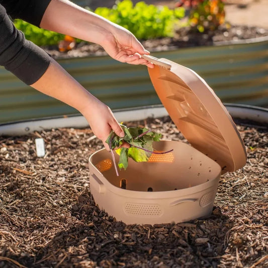 In-Ground Worm Composter Outdoor Farm Compost Bin 8 Gallons BPA-Free Composting System for Raised Garden Beds