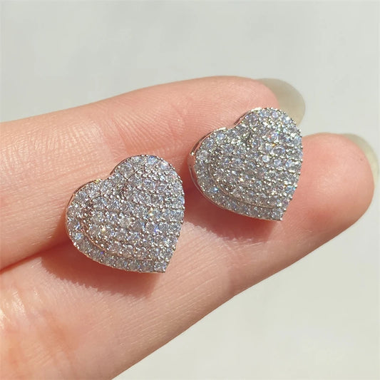Classic Design Dazzling Heart Stud Earrings for Women High Quality Romantic Female Accessories Timeless Styling Jewelry