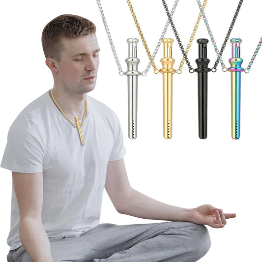 Meditation Whistle Necklace Anxiety Breathing Necklace Mindful Breathing Necklace Meditation Jewelry for Anxiety & Stress Relief