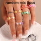 Aihua Korean Colorful Small Flower Ring Sets Bohemia Handmade Multi Beaded Rice Beads Finger Ring For Women Beach Jewelry Gifts