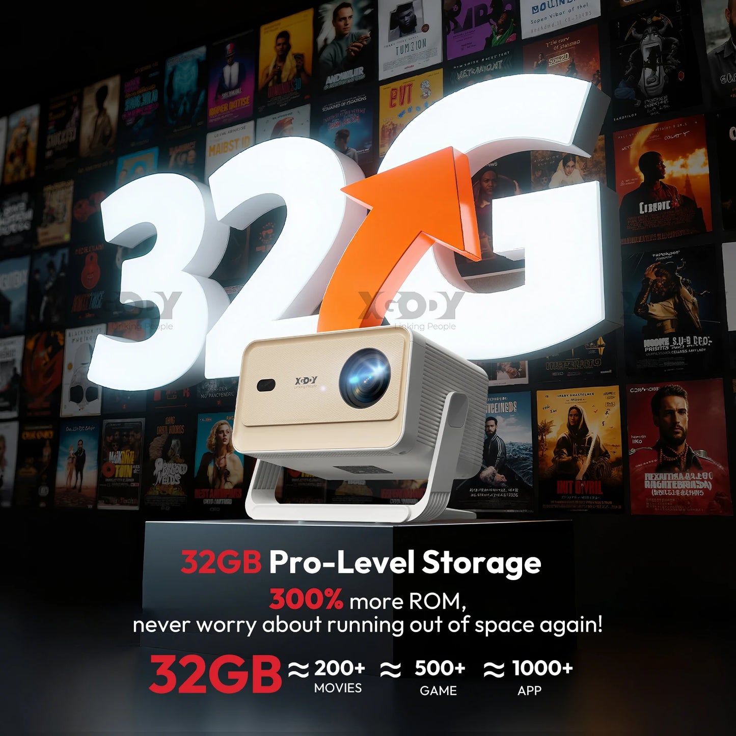 XGODY 4K Projector Netflix Official Android Full hd Beamer 1080P Projector Whale OS Dual Wifi 700 ANSI  BT5.0 Cinema Outdoor