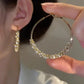 Cute Female White Zircon Stone Hoop Earrings Fashion Female Gold Color Wedding Jewelry for Women