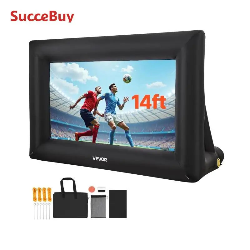VEVOR 14/15/16/18/20 FT Inflatable Projector Screen w/ 120W Air Blower Projector Screen for Outdoor Backyard Theater Theme Party