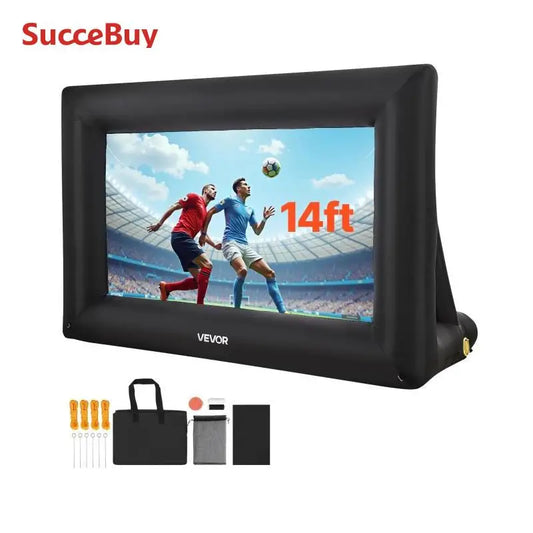 VEVOR 14/15/16/18/20 FT Inflatable Projector Screen w/ 120W Air Blower Projector Screen for Outdoor Backyard Theater Theme Party