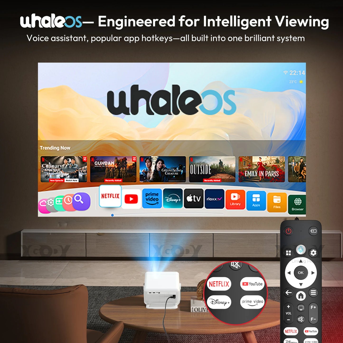 XGODY 4K Projector Netflix Official Android Full hd Beamer 1080P Projector Whale OS Dual Wifi 700 ANSI  BT5.0 Cinema Outdoor