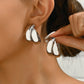 Stainless Steel Golden Double-Layer Hollow Flower Hoop Earring for Women Vintage Flower Earrings for Daily Wear Jewelry Gifts